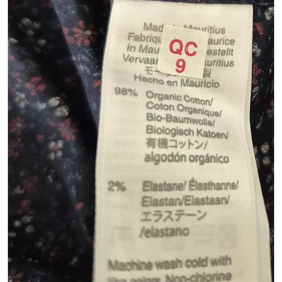 J.Crew Shirt Men S Navy Floral Slim Untucked Organic Cotton Stretch Secret Wash - Picture 4 of 8